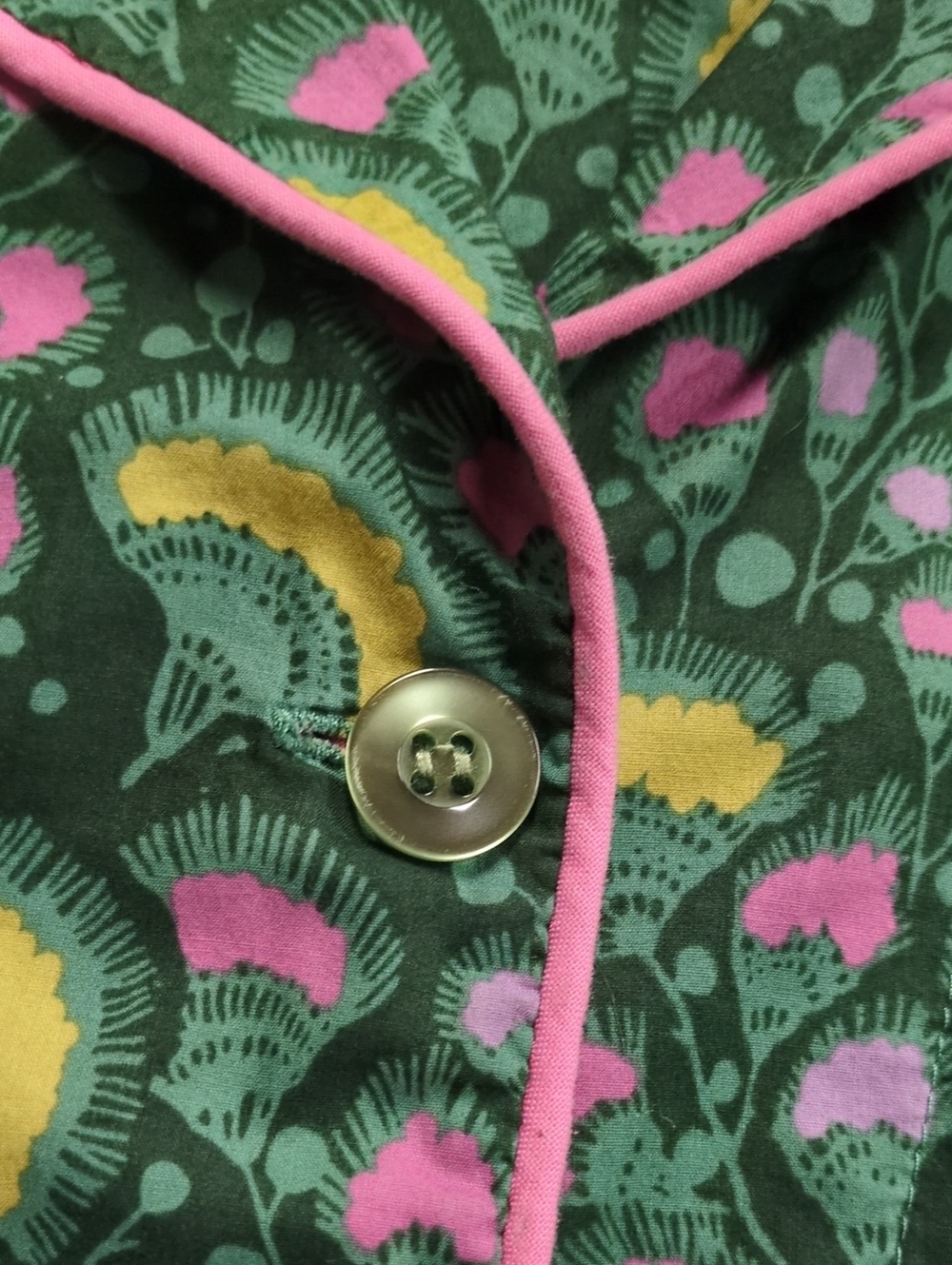 The Cat's Pajamas Green Floral Print 100% Cotton Pajama Set Size Small - Picture 9 of 12